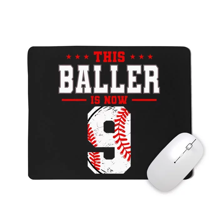 This Baller Is Now 9 Birthday Baseball Theme Bday Party Mousepad