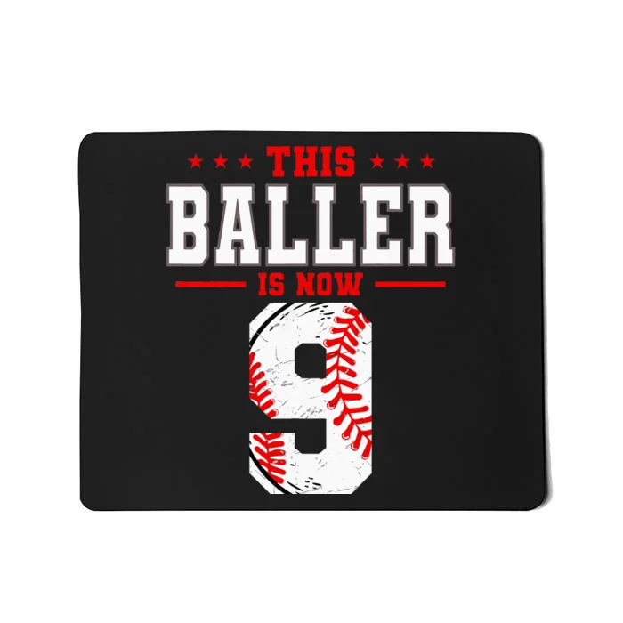 This Baller Is Now 9 Birthday Baseball Theme Bday Party Mousepad