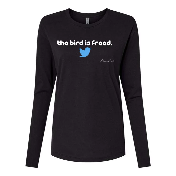 The Bird Is Freed Musk Quote Womens Cotton Relaxed Long Sleeve T-Shirt