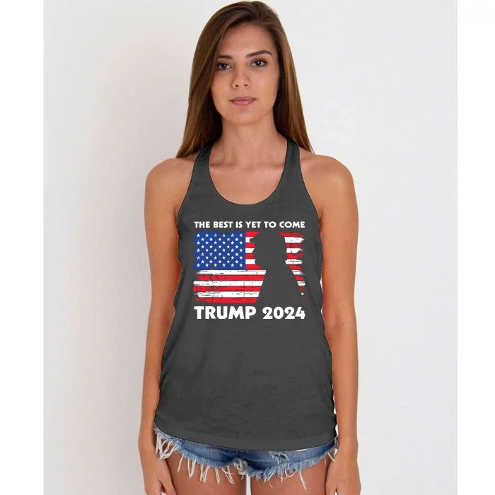 The Best Is Yet To Come Trump 2024 Humorous Usa Campaign Women's Knotted Racerback Tank