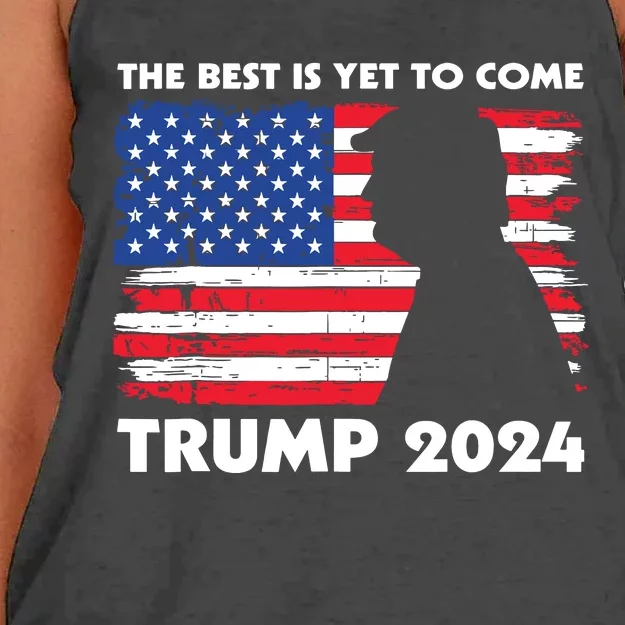 The Best Is Yet To Come Trump 2024 Humorous Usa Campaign Women's Knotted Racerback Tank