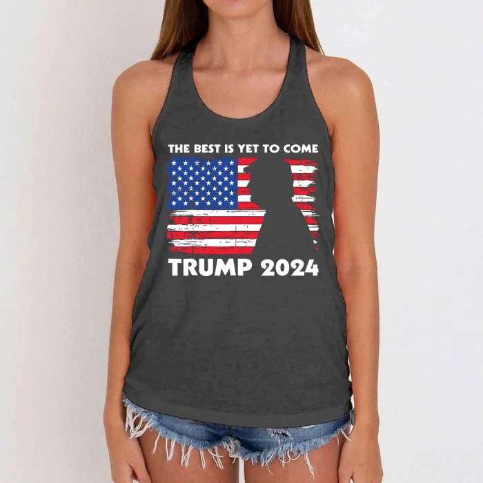 The Best Is Yet To Come Trump 2024 Humorous Usa Campaign Women's Knotted Racerback Tank