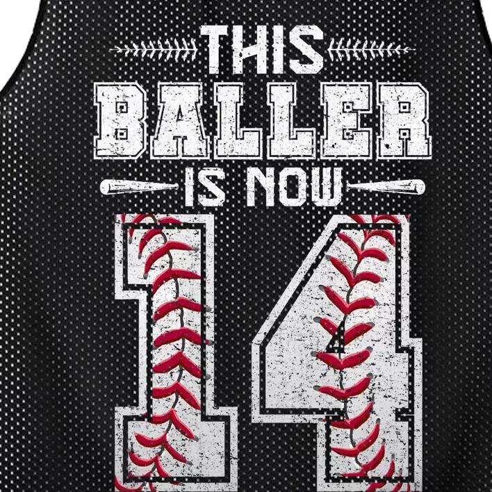 This Baller Is Now 14 Birthday Baseball Theme Bday Party Mesh Reversible Basketball Jersey Tank