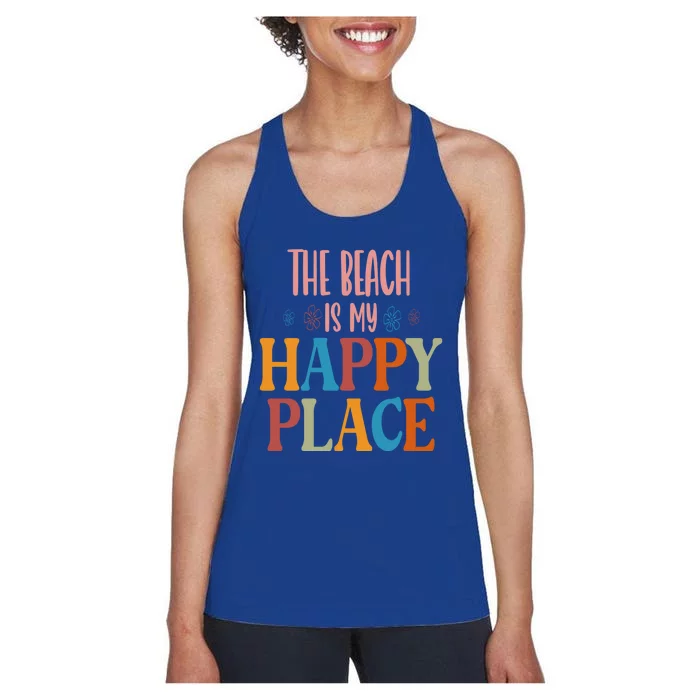 The Beach Is My Happy Place Beach Funny Gift Women's Racerback Tank