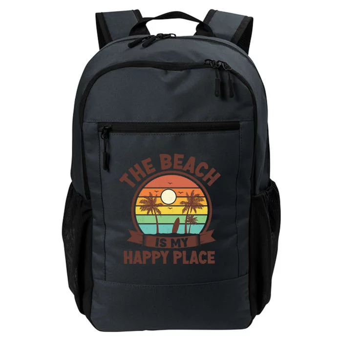 The Beach Is My Happy Place Beach Trip Retro Summer Vacation Cool Gift Daily Commute Backpack