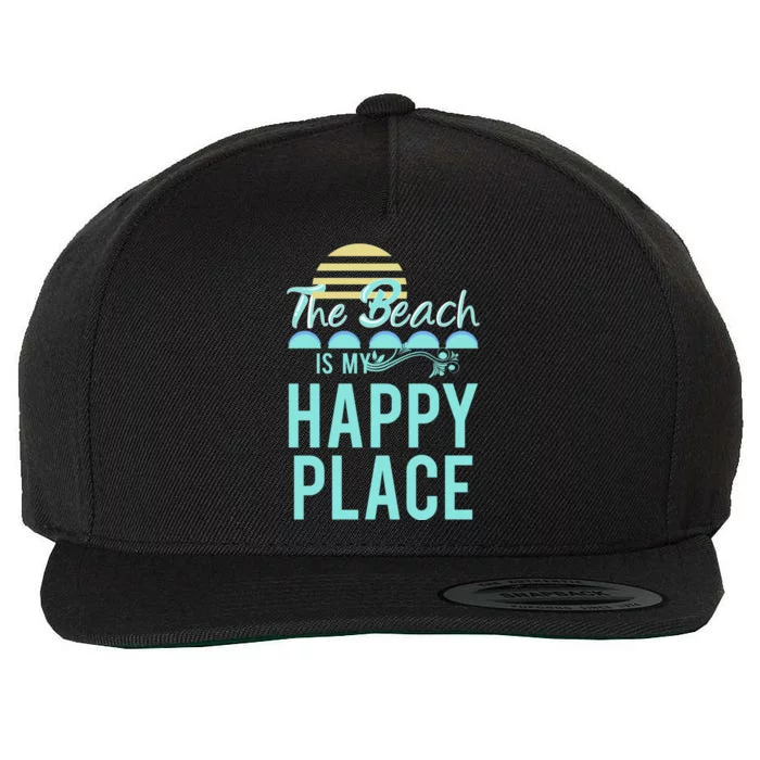 The Beach Is My Happy Place Design Cute Gift Wool Snapback Cap