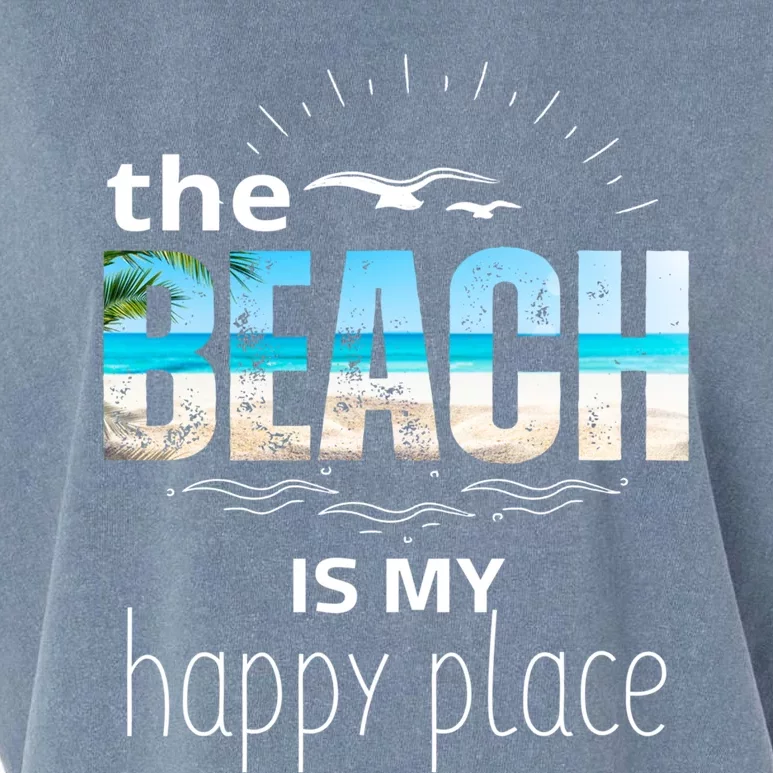 The Beach Is My Happy Place Summer Beach Tee Be Nice Sunrise Great Gift Garment-Dyed Women's Muscle Tee