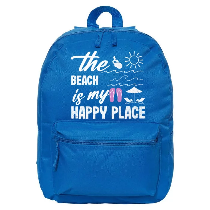 The Beach Is My Happy Place Vacation Family Beach Summer Gift 16 in Basic Backpack