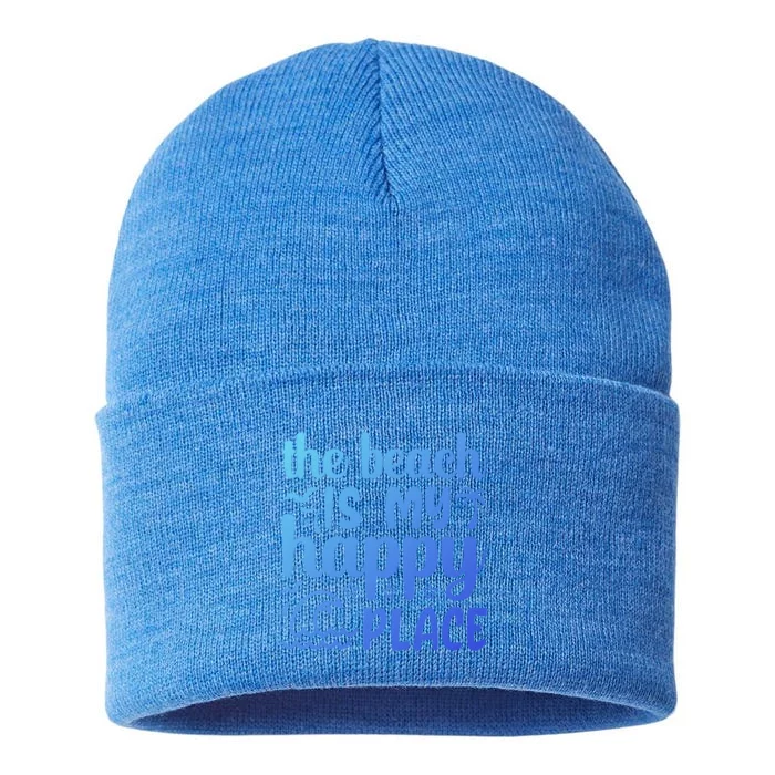 The Beach Is My Happy Place Gift Sustainable Knit Beanie