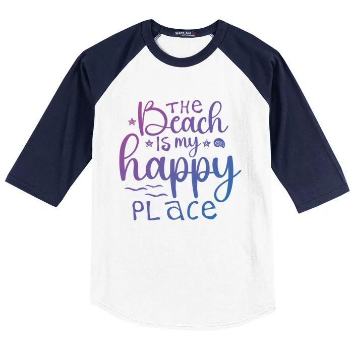 The Beach Is My Happy Place Gift Baseball Sleeve Shirt