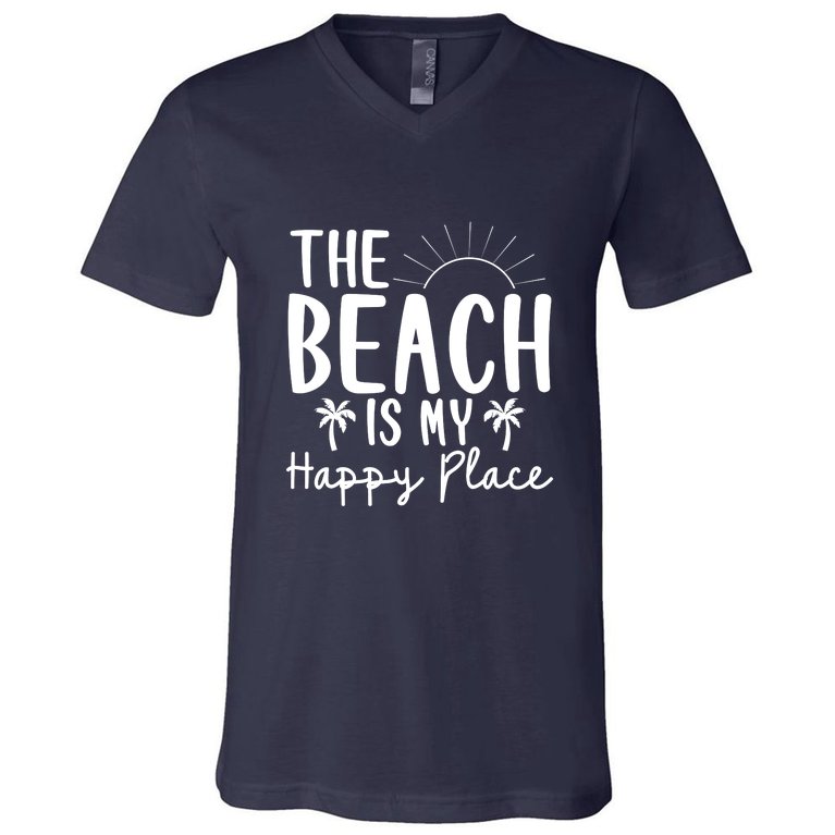 The Beach Is My Happy Place Summer Vibes V-Neck T-Shirt