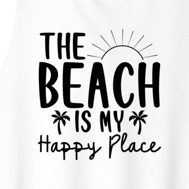 The Beach Is My Happy Place Summer Vibes Women’s Racerback Cropped Tank