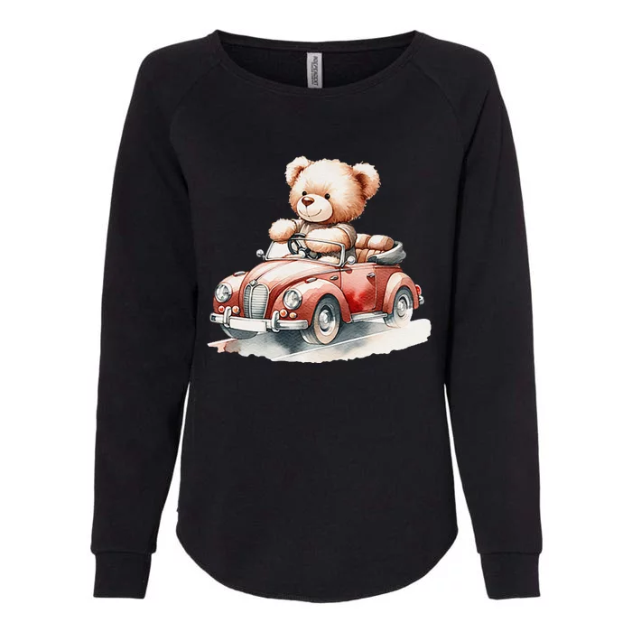 Toy Bear In A Convertible Womens California Wash Sweatshirt