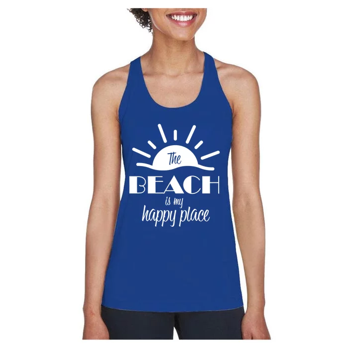 The Beach Is My Happy Place Gift Women's Racerback Tank