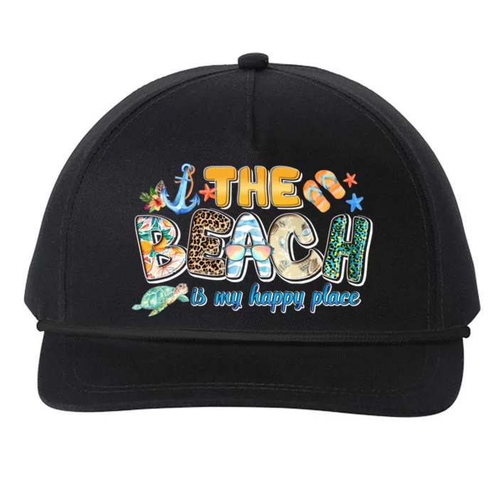 The Beach Is My Happy Place Vacation Summer Gift Snapback Five-Panel Rope Hat