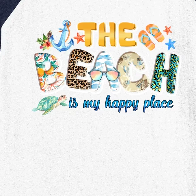 The Beach Is My Happy Place Vacation Summer Gift Baseball Sleeve Shirt