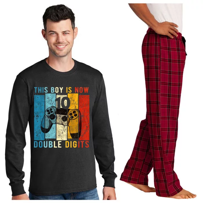 This Boy Is Now Double Digits 10th Birthday Boy 10 Year Old Long Sleeve Pajama Set