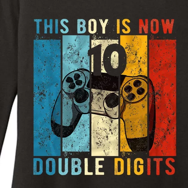 This Boy Is Now Double Digits 10th Birthday Boy 10 Year Old Womens CVC Long Sleeve Shirt