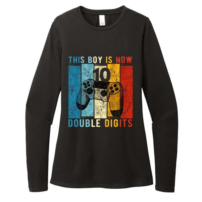 This Boy Is Now Double Digits 10th Birthday Boy 10 Year Old Womens CVC Long Sleeve Shirt