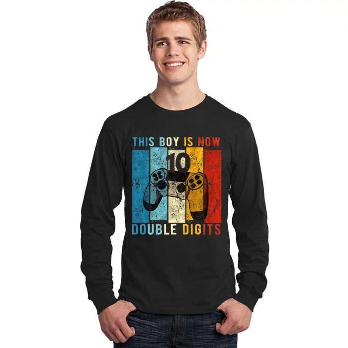 This Boy Is Now Double Digits 10th Birthday Boy 10 Year Old Tall Long Sleeve T-Shirt