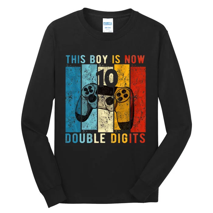 This Boy Is Now Double Digits 10th Birthday Boy 10 Year Old Tall Long Sleeve T-Shirt