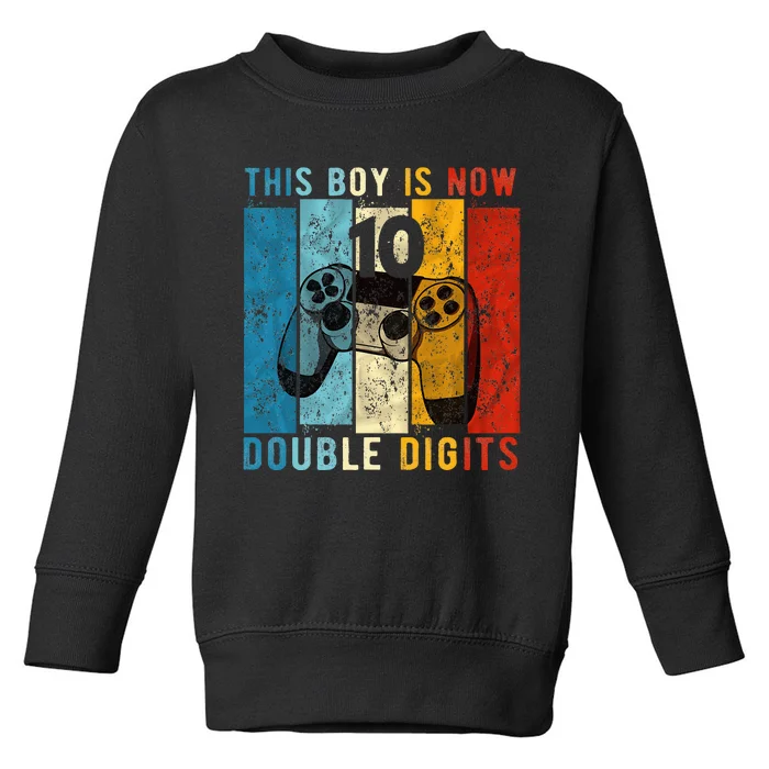 This Boy Is Now Double Digits 10th Birthday Boy 10 Year Old Toddler Sweatshirt