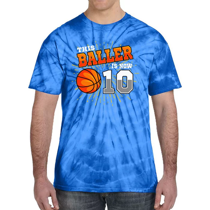 This Baller Is Now 10 Basketball 10th Birthday Party Tie-Dye T-Shirt