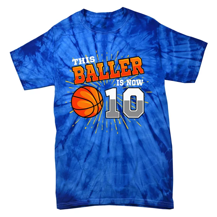 This Baller Is Now 10 Basketball 10th Birthday Party Tie-Dye T-Shirt