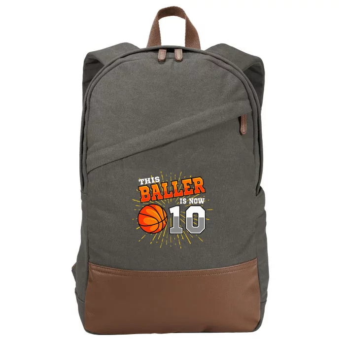 This Baller Is Now 10 Basketball 10th Birthday Party Cotton Canvas Backpack