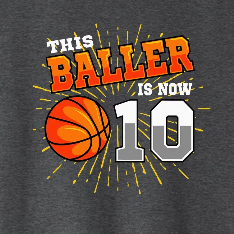 This Baller Is Now 10 Basketball 10th Birthday Party Women's Crop Top Tee