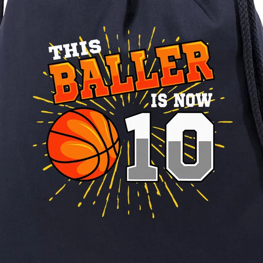 This Baller Is Now 10 Basketball 10th Birthday Party Drawstring Bag