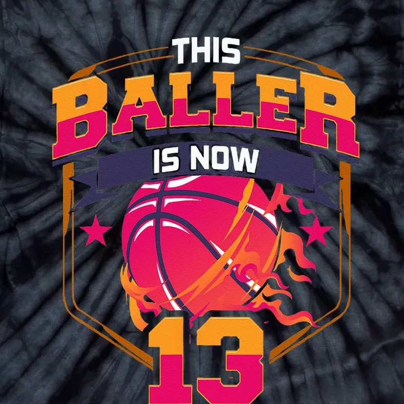 This Baller Is Now 13 Birthday Party Bday Celebration Tie-Dye T-Shirt