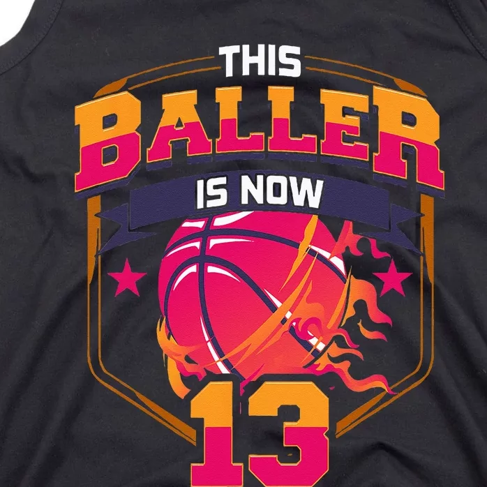 This Baller Is Now 13 Birthday Party Bday Celebration Tank Top