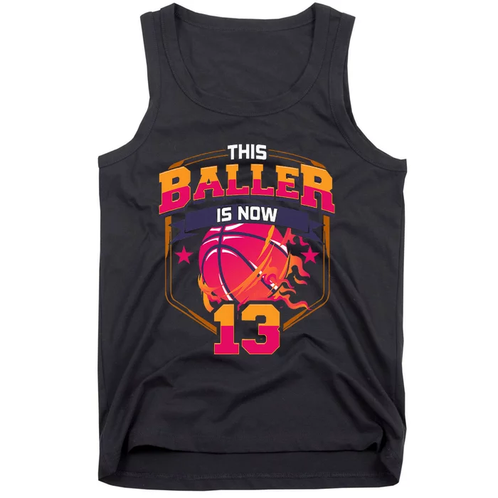 This Baller Is Now 13 Birthday Party Bday Celebration Tank Top