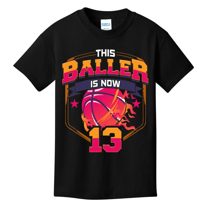 This Baller Is Now 13 Birthday Party Bday Celebration Kids T-Shirt