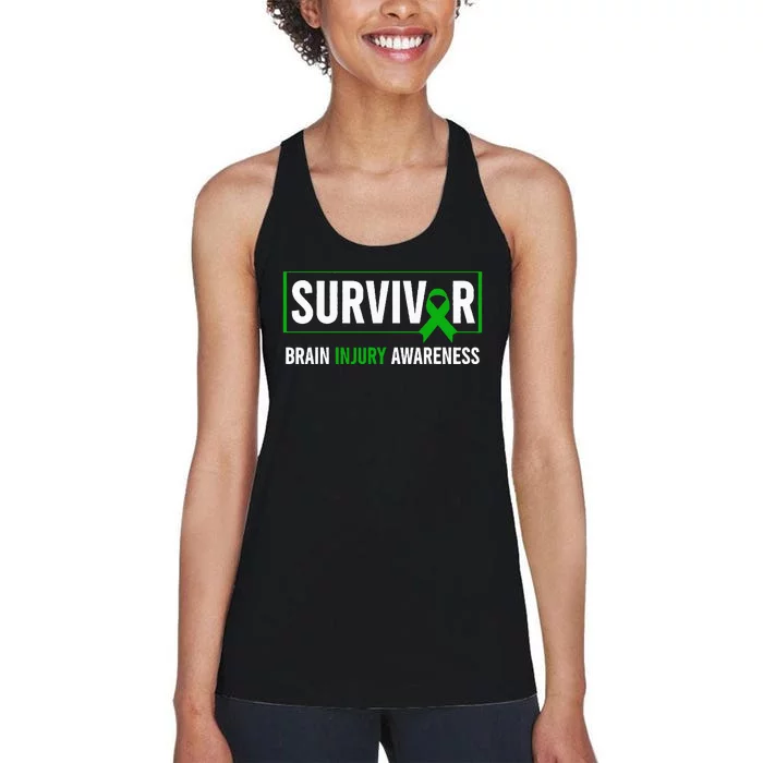 Traumatic Brain Injury Awareness Brain Injury Survivor Women's Racerback Tank