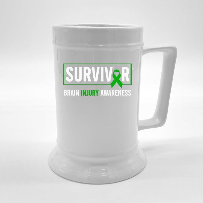 Traumatic Brain Injury Awareness Brain Injury Survivor Front & Back Beer Stein