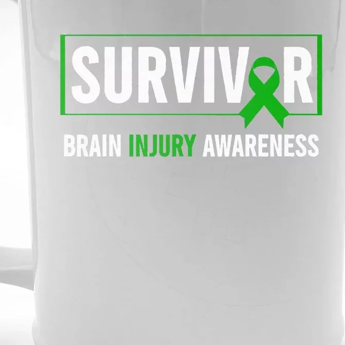 Traumatic Brain Injury Awareness Brain Injury Survivor Front & Back Beer Stein