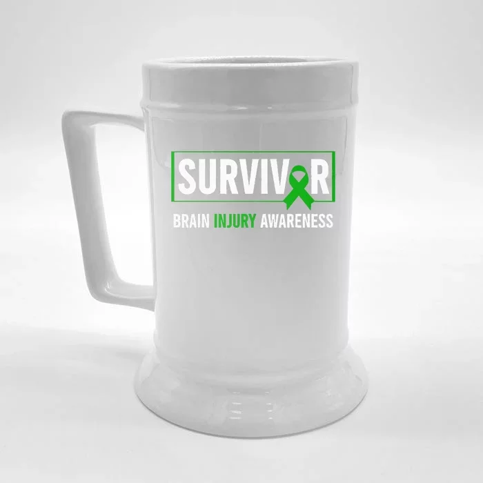 Traumatic Brain Injury Awareness Brain Injury Survivor Front & Back Beer Stein