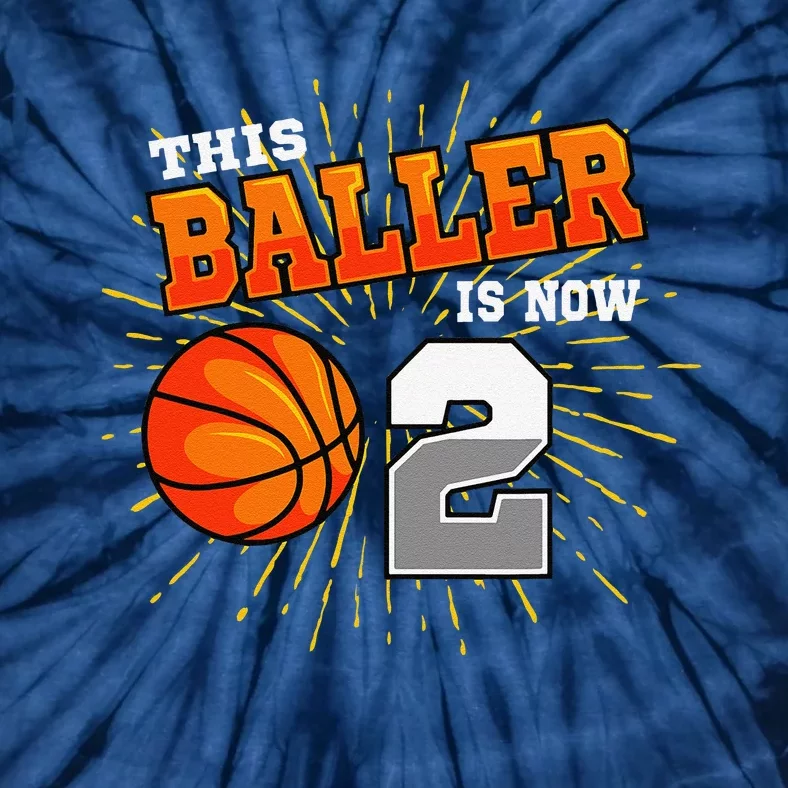 This Baller Is Now 2 Basketball 2nd Birthday Party Tie-Dye T-Shirt