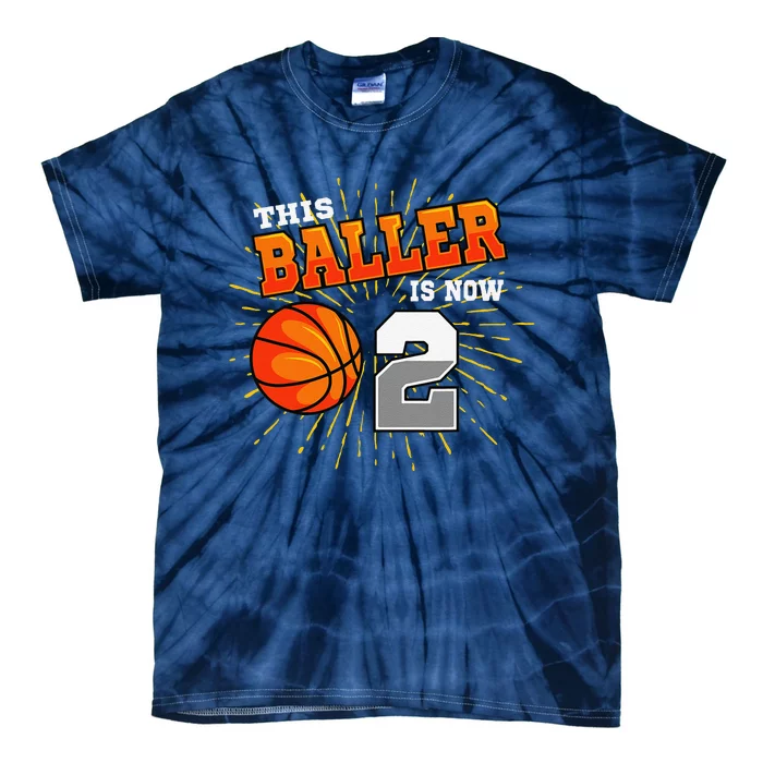 This Baller Is Now 2 Basketball 2nd Birthday Party Tie-Dye T-Shirt