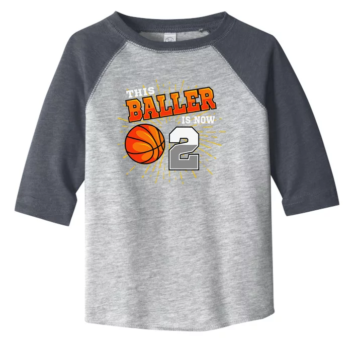 This Baller Is Now 2 Basketball 2nd Birthday Party Toddler Fine Jersey T-Shirt