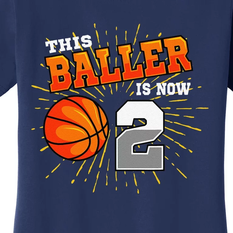 This Baller Is Now 2 Basketball 2nd Birthday Party Women's T-Shirt