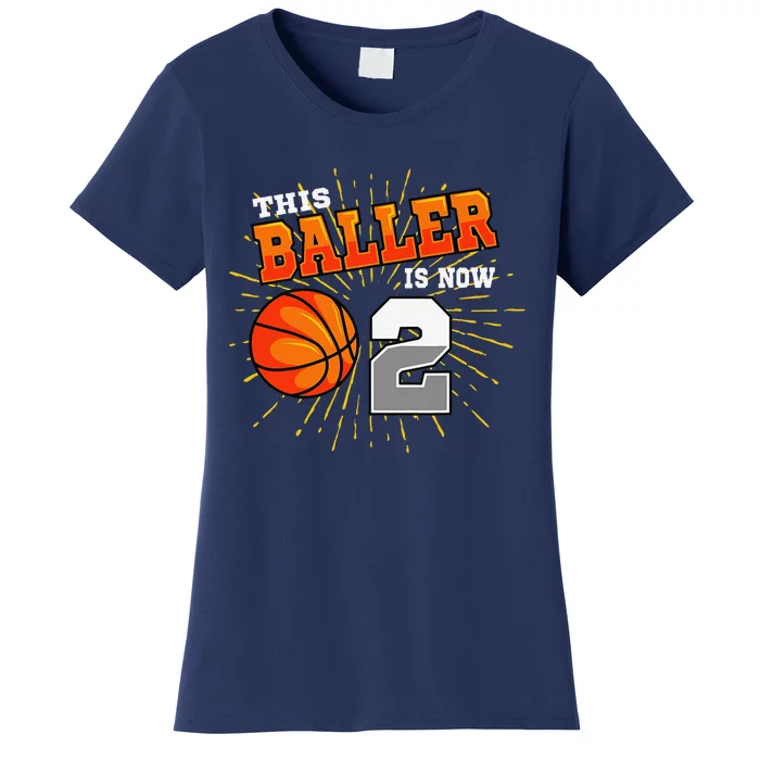 This Baller Is Now 2 Basketball 2nd Birthday Party Women's T-Shirt