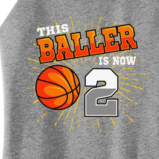 This Baller Is Now 2 Basketball 2nd Birthday Party Women’s Perfect Tri Rocker Tank