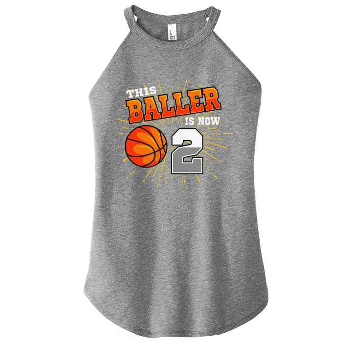 This Baller Is Now 2 Basketball 2nd Birthday Party Women’s Perfect Tri Rocker Tank