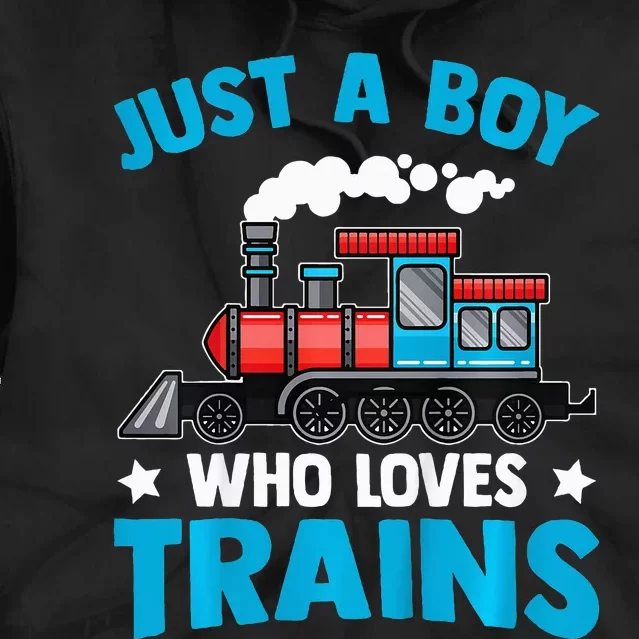 Train Birthday Just a who loves Trains Tie Dye Hoodie