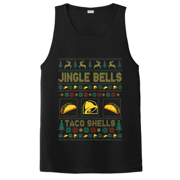 Taco Bell Jingle Bells Taco Shells Ugly Holiday Christmas Sweater Performance Tank