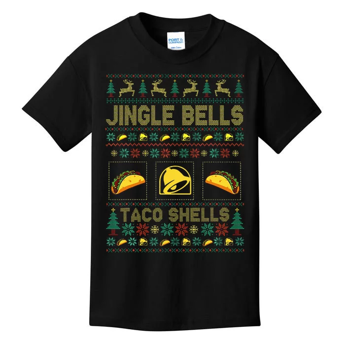 Taco Bell Jingle Bells Taco Shells Ugly Holiday Christmas Sweater Kids T-Shirt