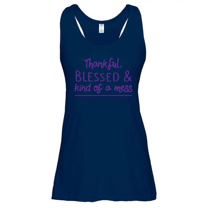 Thankful Blessed & Kind Of A Mess Ladies Essential Flowy Tank